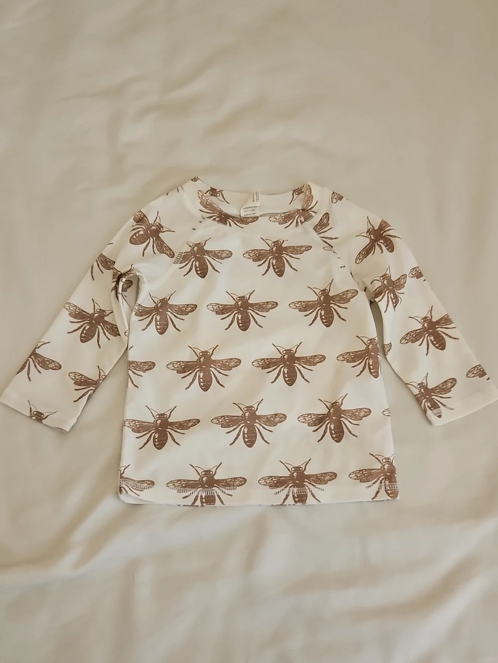 Kate Quinn Baby Bumble Bee Swim Tech Tee Shirt Size 18-24 Months Cream Gold